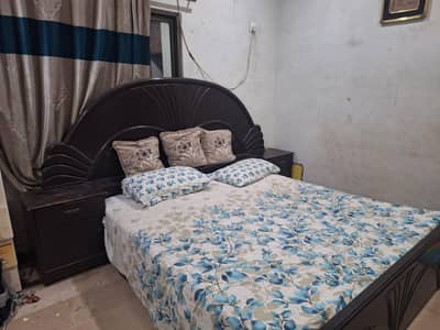 Rs 20,000 king size bed with mattress in good condition well polished