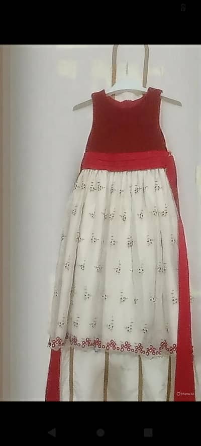 red and white frock  with valvet boder