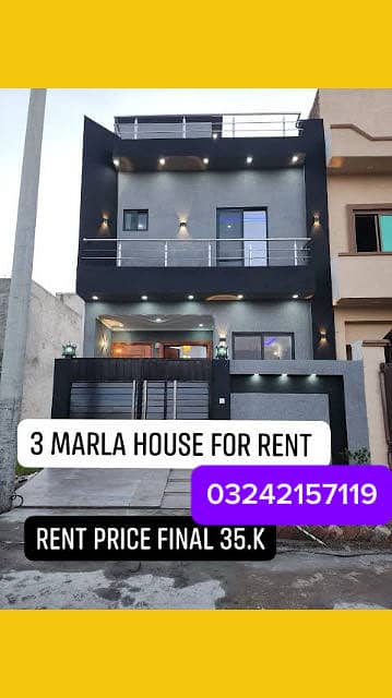 3 Marla Hot Location House for Rent Available! Al Rehmnan garden phase 2