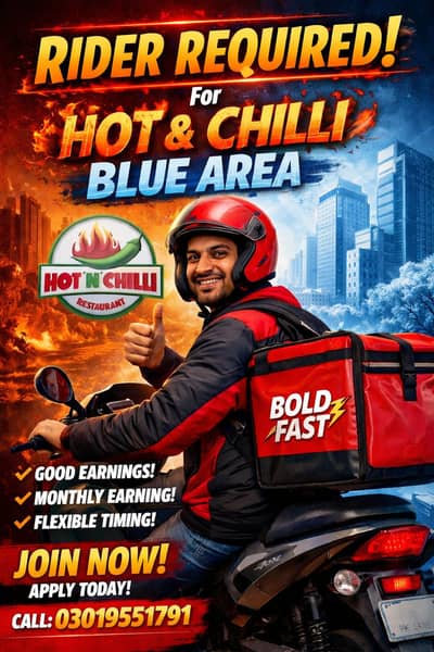 Required Rider for Hot and Chilli Blue Area Islamabad
