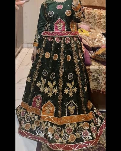 New bridal dark green gotta work lehnga kurti