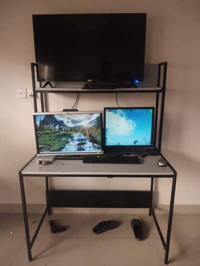 Two Deck Iron Computer table for sale
