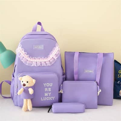 High Quality 4Pcs School Bag & Backpack For Girls
