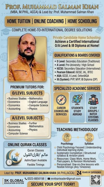 Home and online tuition services available