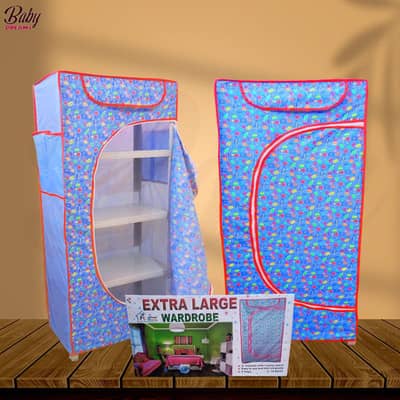 Kids Portable Wardrobe with Zipper Cover – 3 Shelves (35x18 Inch)