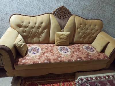 5 seater with 3 tables set  Full heavy wooden sofa Chinoti