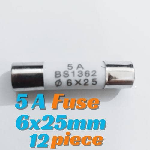 5 A Domestic Fuses 12Pcs British Plug Top Household Mains 5 amp Cartridge Fuse 6mm x 25mm