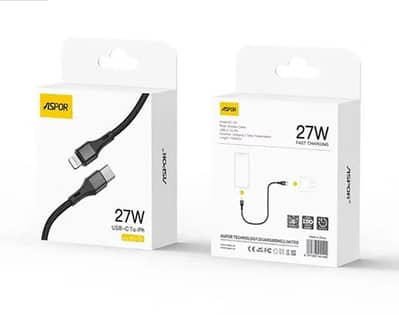 Aspor AC-20 27W Type-C To Lightning Fast Charging Nylon Braided Data