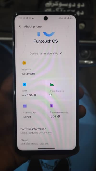 vivo y 19s 6/6 128 gb all ok box original charger sath hen