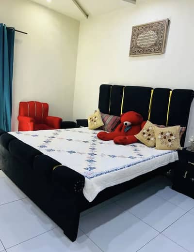 Bed with side table & mattress