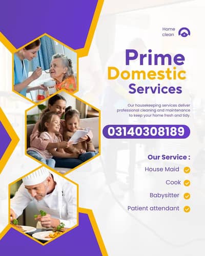 Maid/ Babysitter/Cook /Patient attendant/Driver /Helper etc