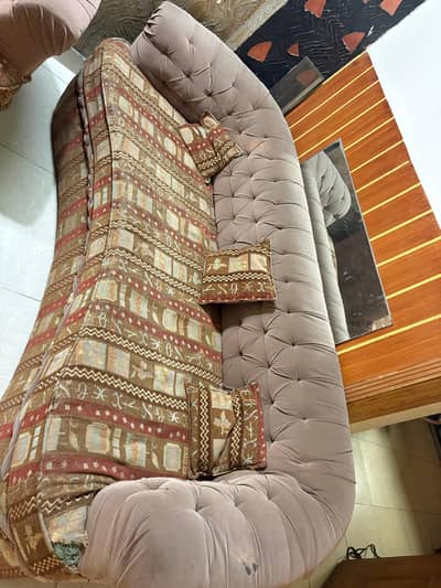 6 seater sofa set  in brown colour with original wood