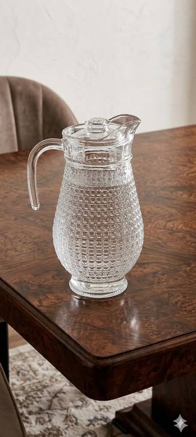 Elegant Crystal Cut Glass Water Jug with Lid - Premium Quality New