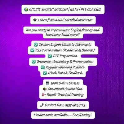 IELTS/ Spoken English classes. physical n online