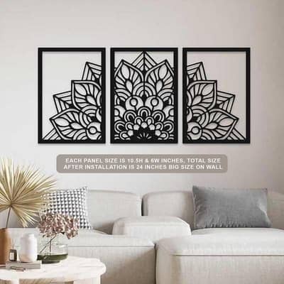 3D Laser Cut Mandala Wall Art Set Modern Stylish
