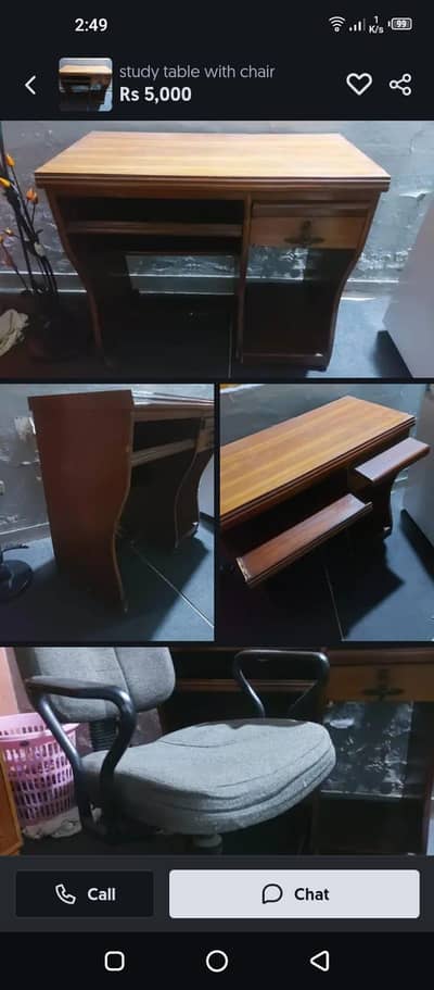 study table with chair