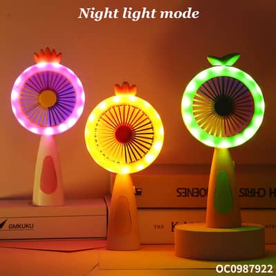 Portable Mini Fan with LED Light Rechargeable Colorful body
