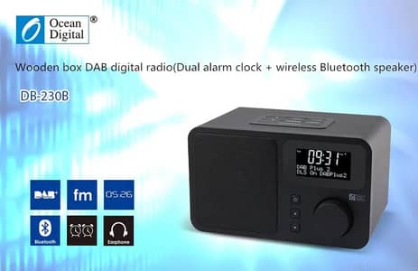 Ocean Digital FM Clock Radio DB-230B + Bluetooth Speaker