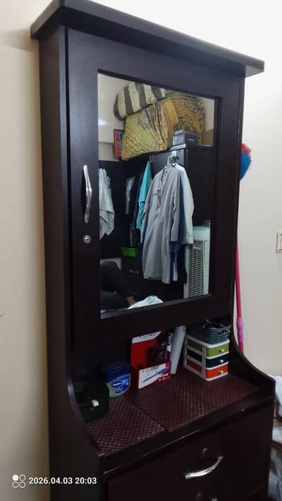 Dressing table with mirror storage