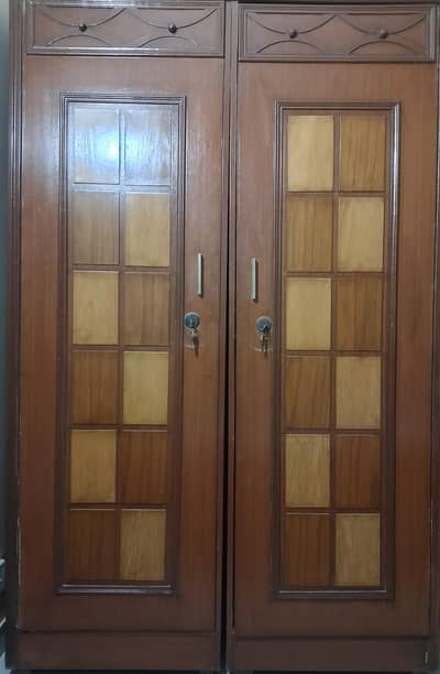 Solid Wood 2-Door Wardrobe | Classic Dual-Tone Design