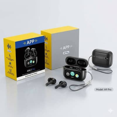 A9 Pro Smart Earbuds - Full Touch Screen Case & ANC/ENC - NEW