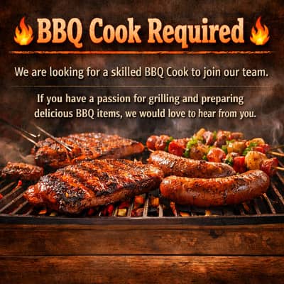 cook required For BBQ Shop