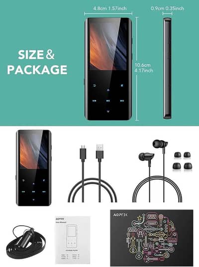 AGPTEK 32GB MP4/MP3  Player with Bluetooth 5.0, 2.4" Curved Screen