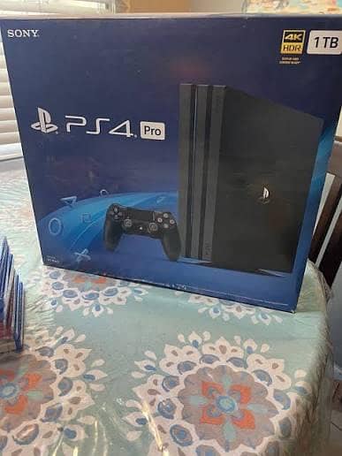 video game PS4 pro 1 TB complete box