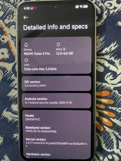 Redmi turbo 4 pro 12/256 gb 10/10 exchange possible