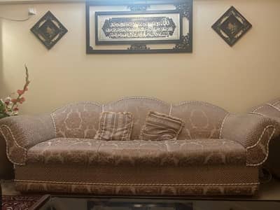 7 Seater Sofa & 3 Wooden Tables