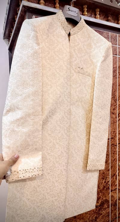 Elegant Off-White Sherwani by Stylish (Original) for Sale