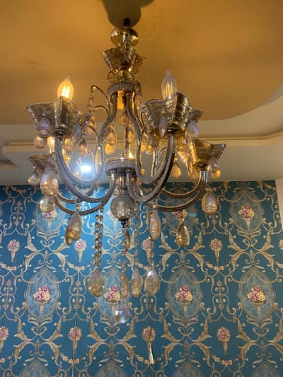 Crystel chandelier fanoos Gold & brass body 10/10 condition