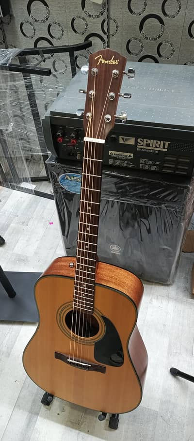 Acoustic fender CD100 guitar with paded cover bag
