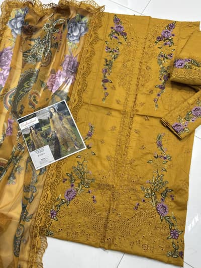 Maria B replica with thread work silk doppatta