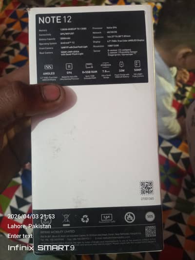 infinix note 12 8gp 128 GB with box