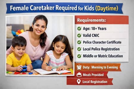 Female Caretaker Required for Kids (Daytime)