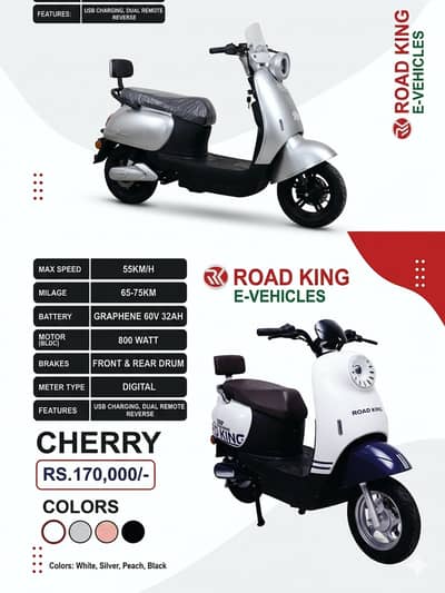 Electric Bike | Electric ScootY | Graphene Battery | Road King Cherry