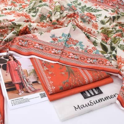 unstitched branded lawn 3 PC suit