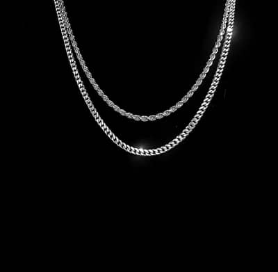 5mm 24 inch cuban chain / 4mm 22 inch diamond cut rope chain
