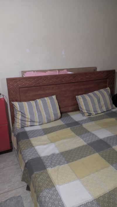 Complete Bed + Cupboard Set with Glass Table Good Condition