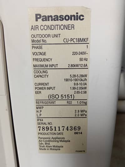 Panasonic 1.5 ton used split AC in good condition for sale