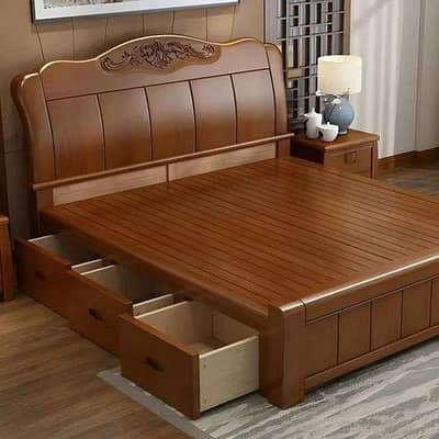 Solid wood, King Size, Double bed set with Huge Storage, and Dressing