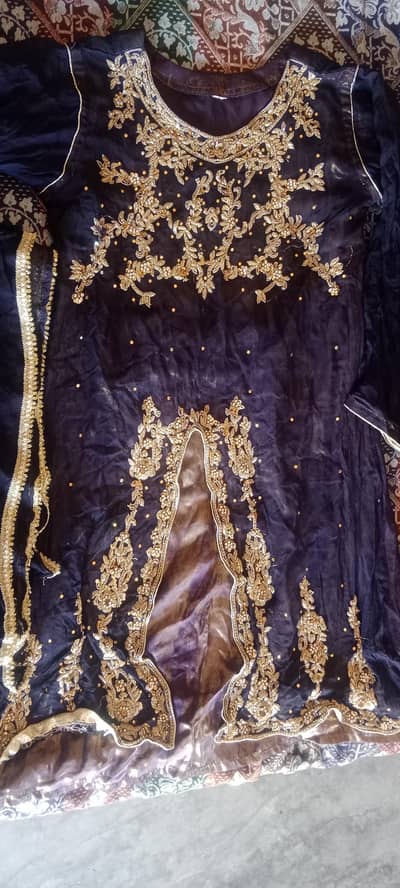 Elegant Purple & Gold Fancy Dress for Sale