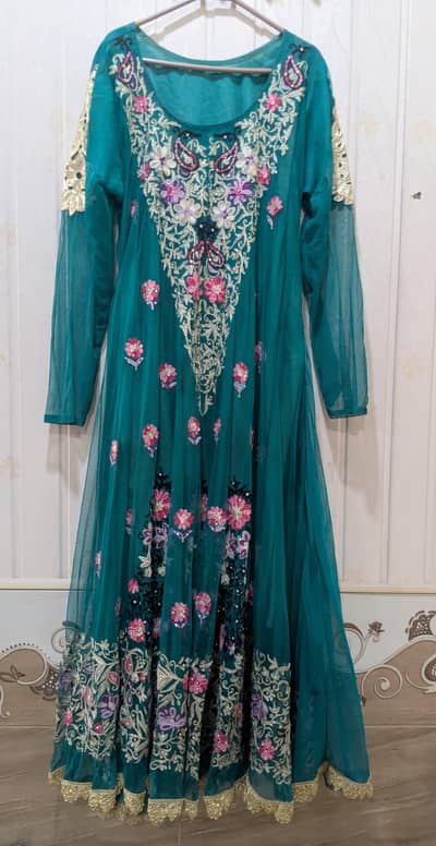 Bridal Dress with plain Shalwar and hand work dupata