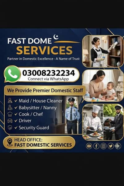 We provide Housemaids/ Babysitter/Cook/Attendants/Drivers etc