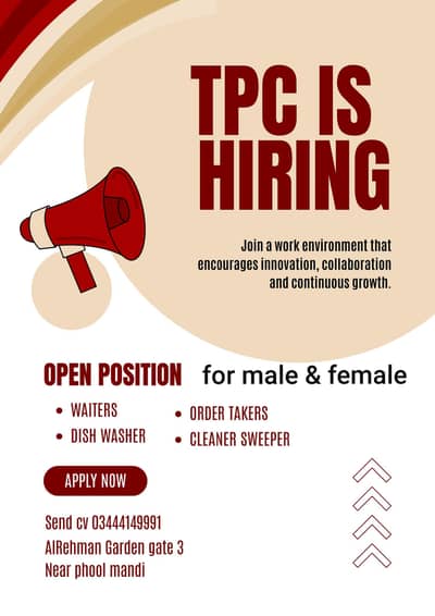 Urgently hiring Restaurant Staff