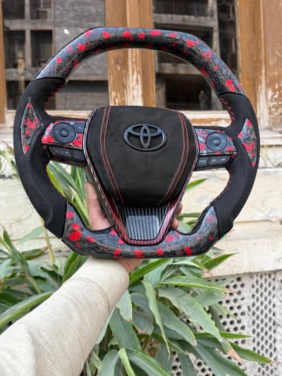 Toyota Camry 8th Gen (2018-2022) Red Forged Carbon Fiber & Suede