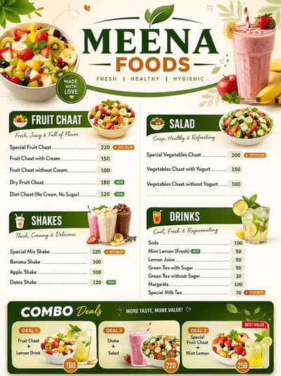 fruit Chaat and fruit shakes