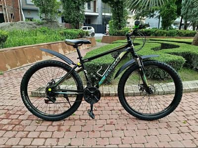 Caspian Alloy MTB Bike with Mechanical Disc Brakes Matt Black Yellow