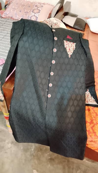 Black Sherwani one time used like brand new